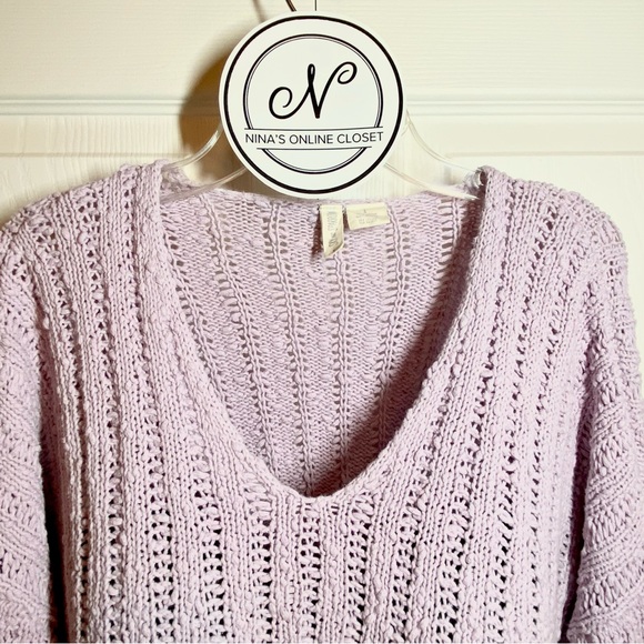 SKY AND SPARROW Women’s Open Weave Sweater Lavender Size S - Picture 5 of 7